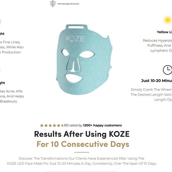 KOZE Glow & Revive Face Mask - Phototherapy Skin Rejuvenation - Picture 5 of 10